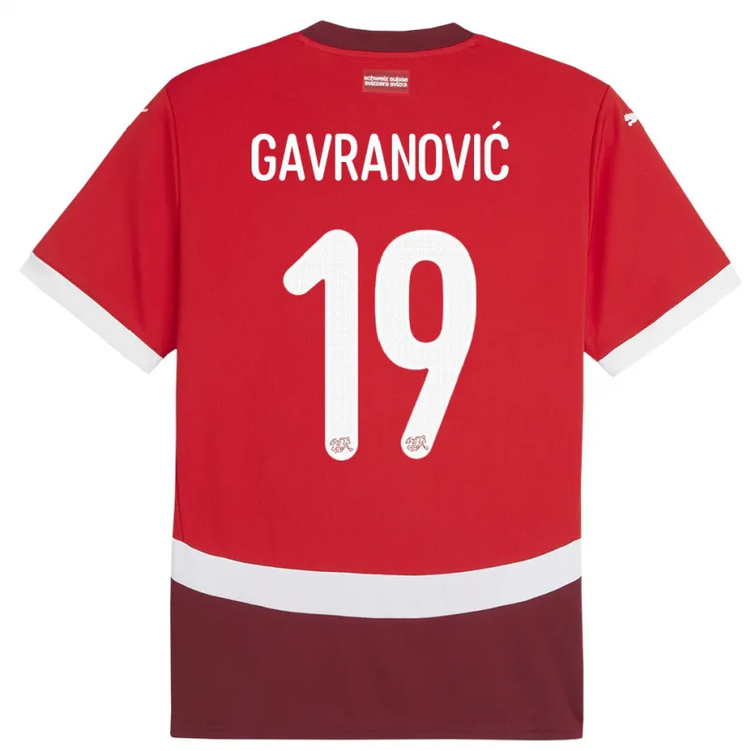 Danxen Dame Sveits Mario Gavranovic #19 Rød Hjemmetrøye Drakt Trøye 24-26 Skjorter T-Skjorte