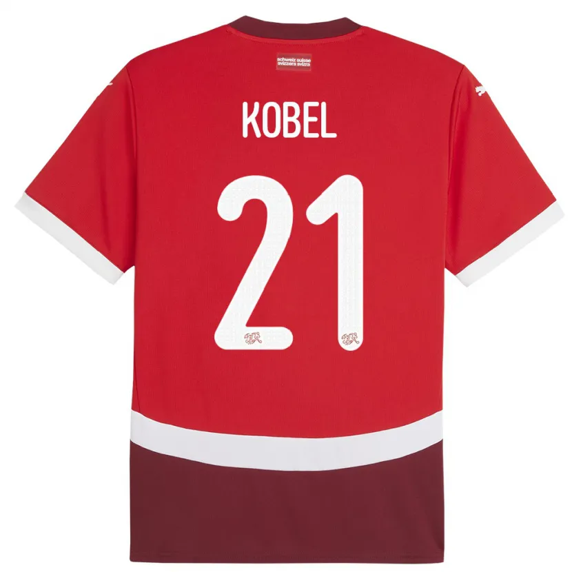 Danxen Dame Sveits Gregor Kobel #21 Rød Hjemmetrøye Drakt Trøye 24-26 Skjorter T-Skjorte