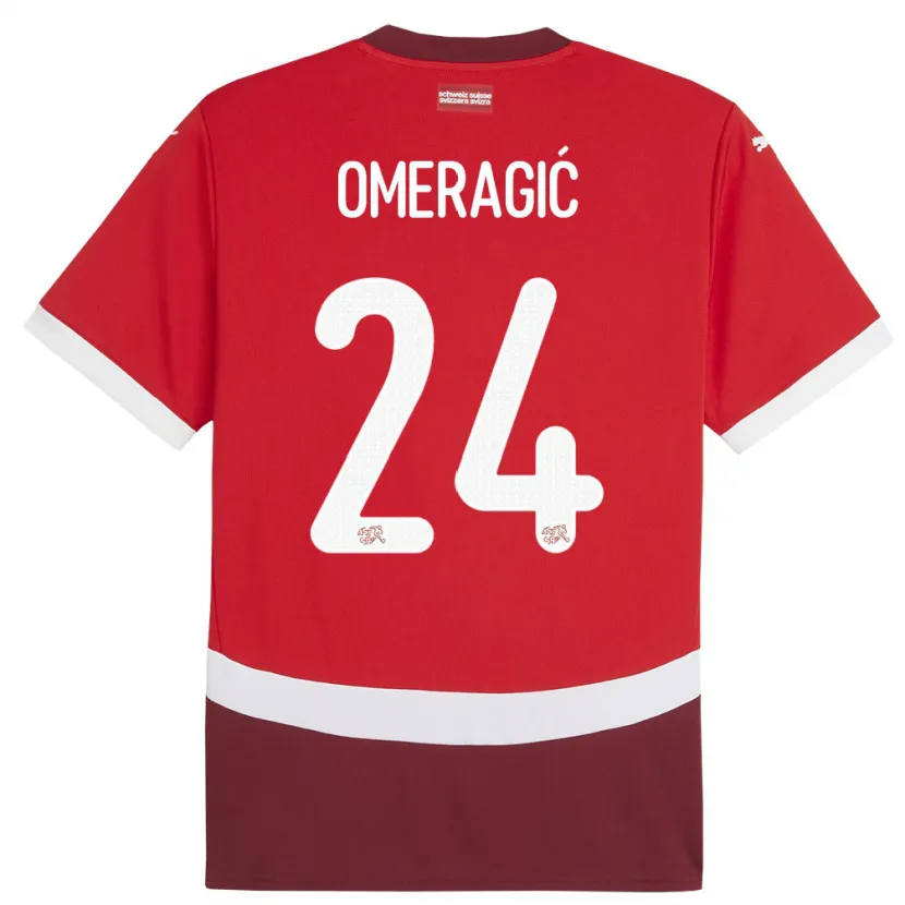 Danxen Dame Sveits Becir Omeragic #24 Rød Hjemmetrøye Drakt Trøye 24-26 Skjorter T-Skjorte