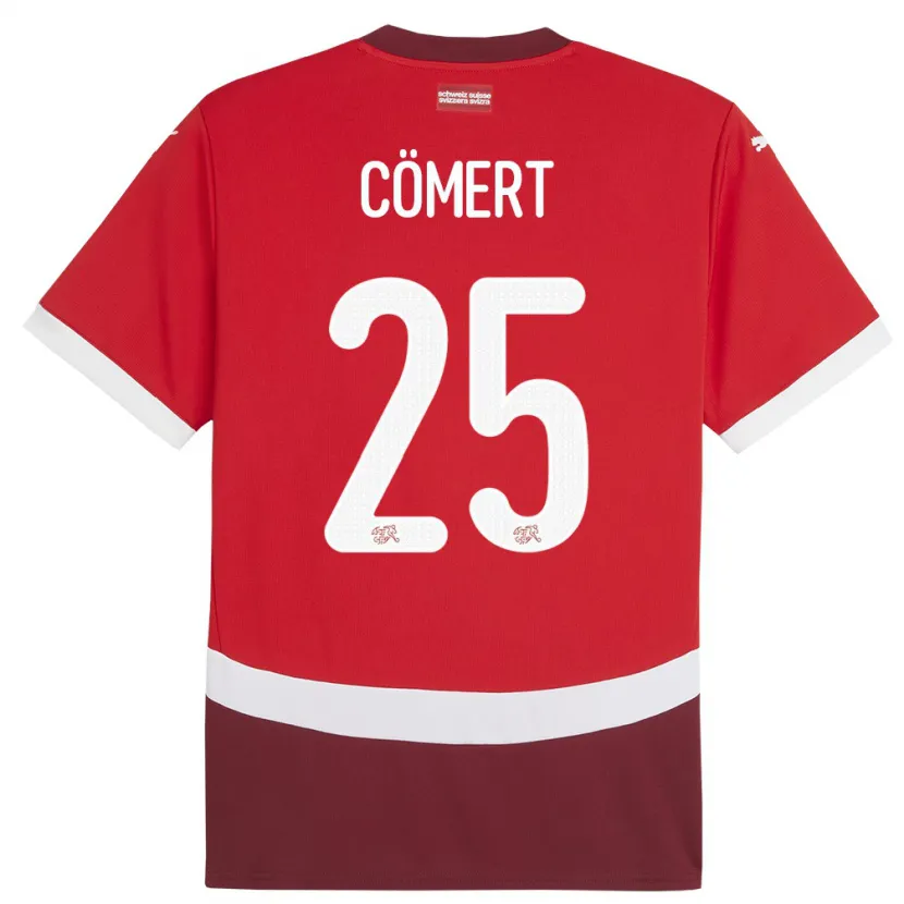 Danxen Dame Sveits Eray Comert #25 Rød Hjemmetrøye Drakt Trøye 24-26 Skjorter T-Skjorte
