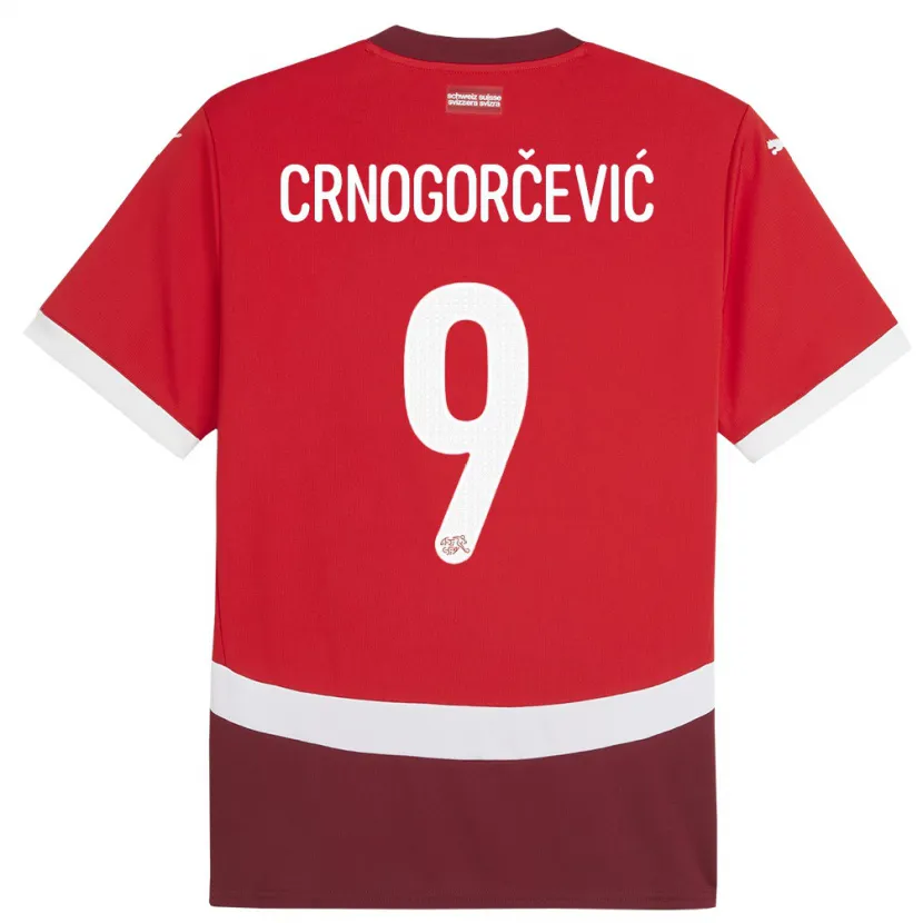 Danxen Dame Sveits Ana Maria Crnogorcevic #9 Rød Hjemmetrøye Drakt Trøye 24-26 Skjorter T-Skjorte