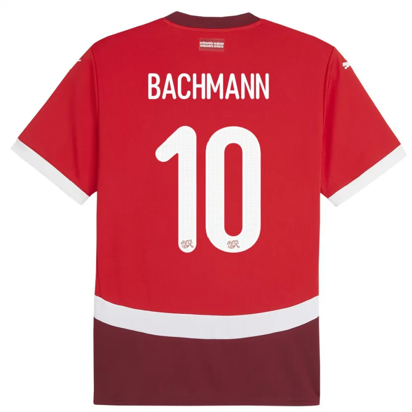 Danxen Dame Sveits Ramona Bachmann #10 Rød Hjemmetrøye Drakt Trøye 24-26 Skjorter T-Skjorte