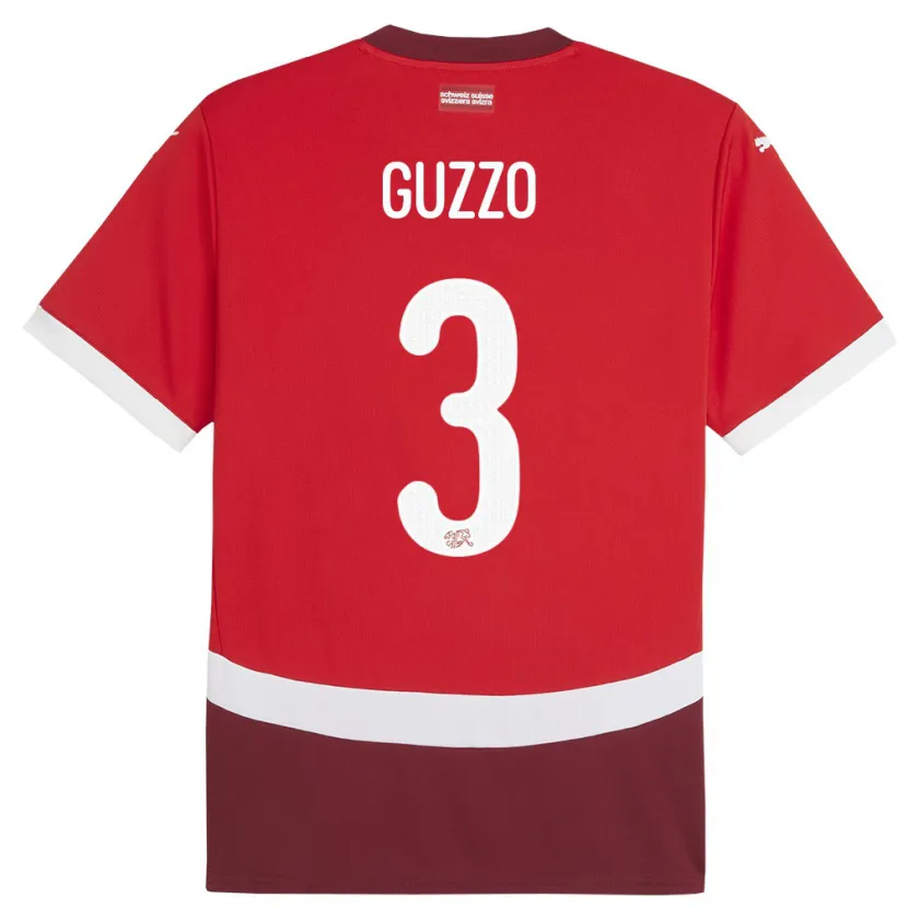 Danxen Dame Sveits Ramon Guzzo #3 Rød Hjemmetrøye Drakt Trøye 24-26 Skjorter T-Skjorte
