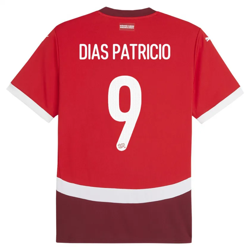Danxen Dame Sveits Alexandre Dias Patricio #9 Rød Hjemmetrøye Drakt Trøye 24-26 Skjorter T-Skjorte