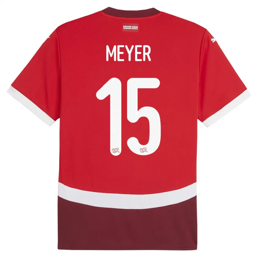 Danxen Dame Sveits Leny Meyer #15 Rød Hjemmetrøye Drakt Trøye 24-26 Skjorter T-Skjorte