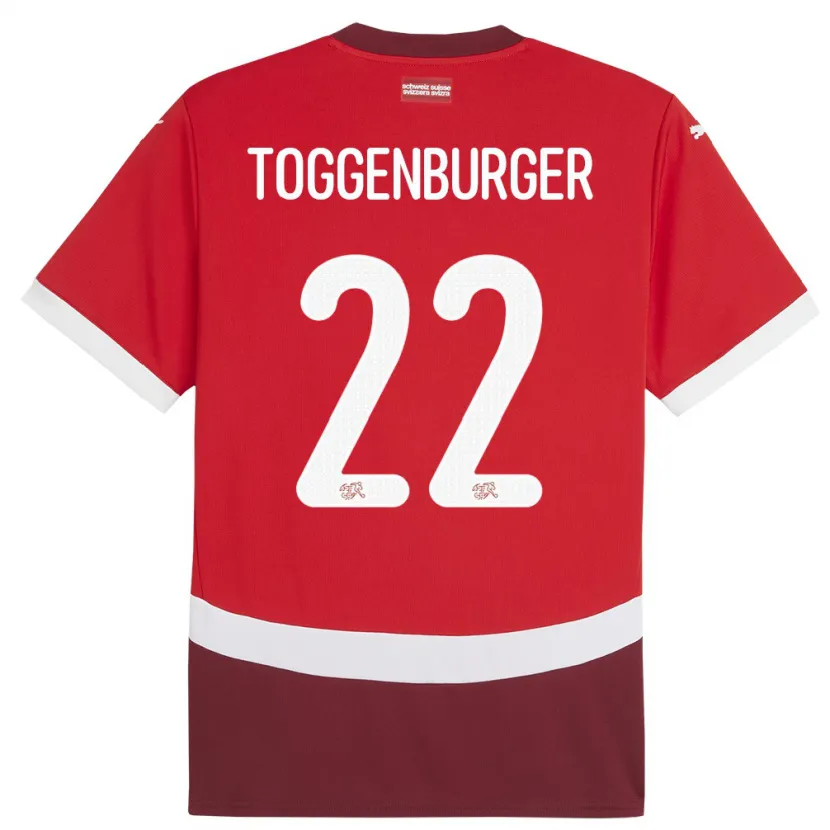Danxen Dame Sveits Nando Toggenburger #22 Rød Hjemmetrøye Drakt Trøye 24-26 Skjorter T-Skjorte