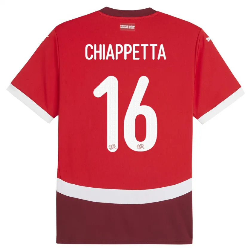 Danxen Dame Sveits Carmine Chiappetta #16 Rød Hjemmetrøye Drakt Trøye 24-26 Skjorter T-Skjorte
