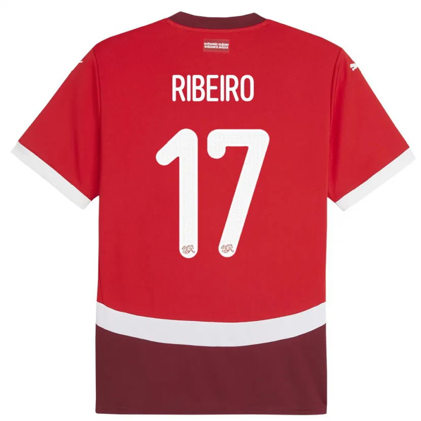 Danxen Dame Sveits Joel Ribeiro #17 Rød Hjemmetrøye Drakt Trøye 24-26 Skjorter T-Skjorte
