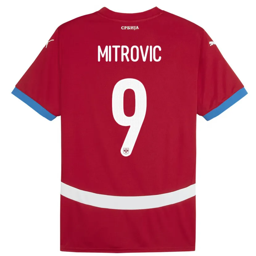 Danxen Dame Serbia Aleksandar Mitrovic #9 Rød Hjemmetrøye Drakt Trøye 24-26 Skjorter T-Skjorte