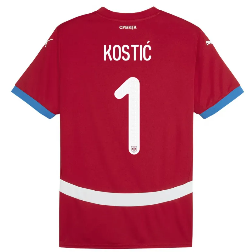 Danxen Dame Serbia Milica Kostic #1 Rød Hjemmetrøye Drakt Trøye 24-26 Skjorter T-Skjorte