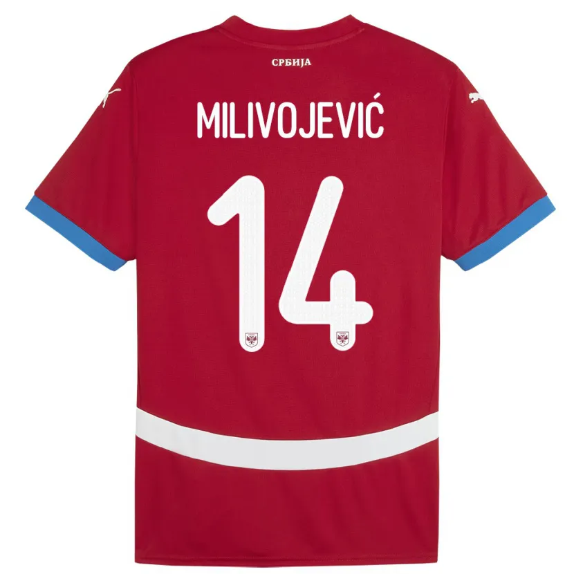 Danxen Dame Serbia Vesna Milivojevic #14 Rød Hjemmetrøye Drakt Trøye 24-26 Skjorter T-Skjorte