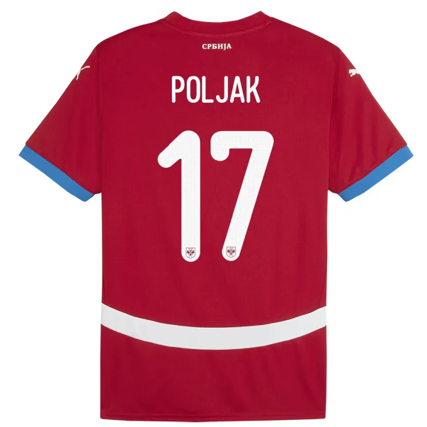 Danxen Dame Serbia Allegra Poljak #17 Rød Hjemmetrøye Drakt Trøye 24-26 Skjorter T-Skjorte