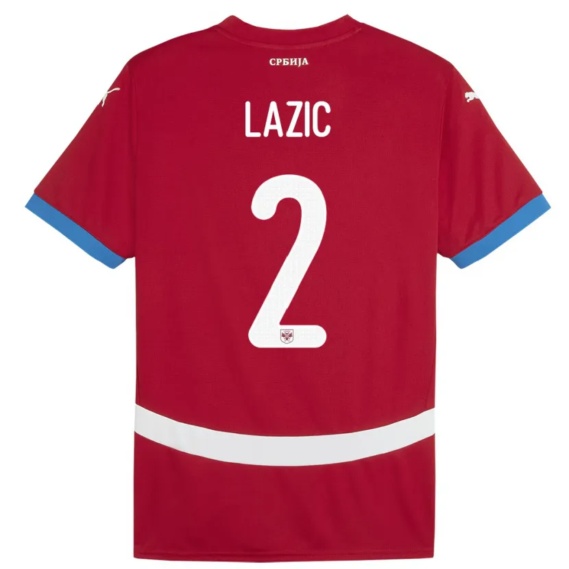 Danxen Dame Serbia Uros Lazic #2 Rød Hjemmetrøye Drakt Trøye 24-26 Skjorter T-Skjorte