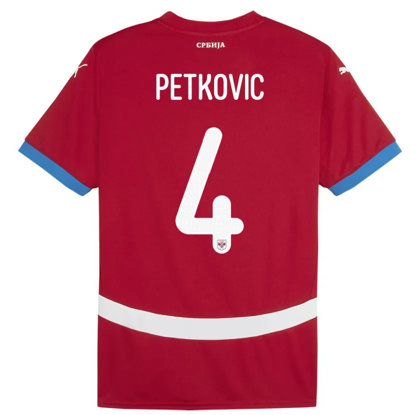 Danxen Dame Serbia Nikola Petkovic #4 Rød Hjemmetrøye Drakt Trøye 24-26 Skjorter T-Skjorte