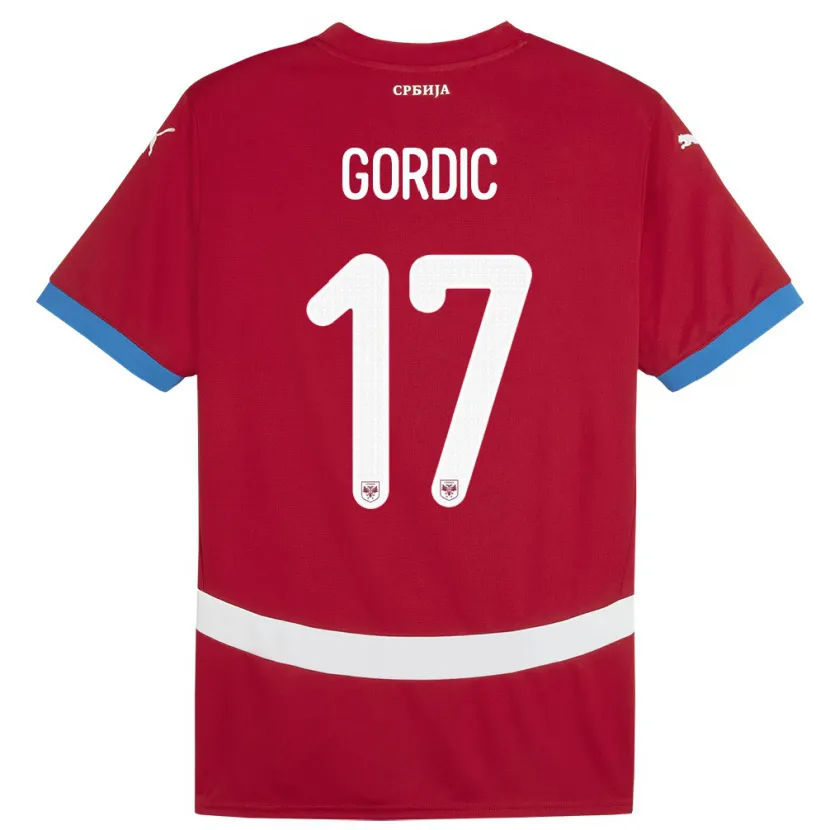 Danxen Dame Serbia Djordje Gordic #17 Rød Hjemmetrøye Drakt Trøye 24-26 Skjorter T-Skjorte