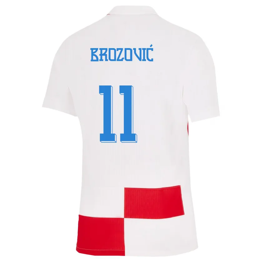 Danxen Dame Kroatia Marcelo Brozovic #11 Hvit Rød Hjemmetrøye Drakt Trøye 24-26 Skjorter T-Skjorte