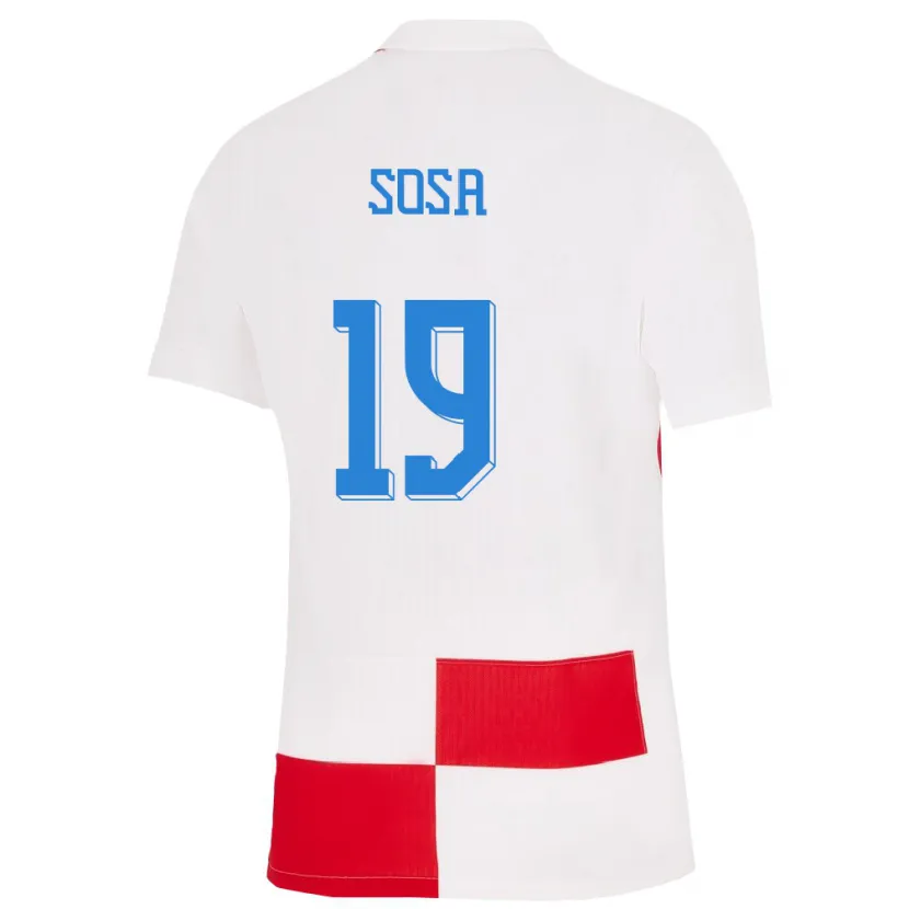 Danxen Dame Kroatia Borna Sosa #19 Hvit Rød Hjemmetrøye Drakt Trøye 24-26 Skjorter T-Skjorte