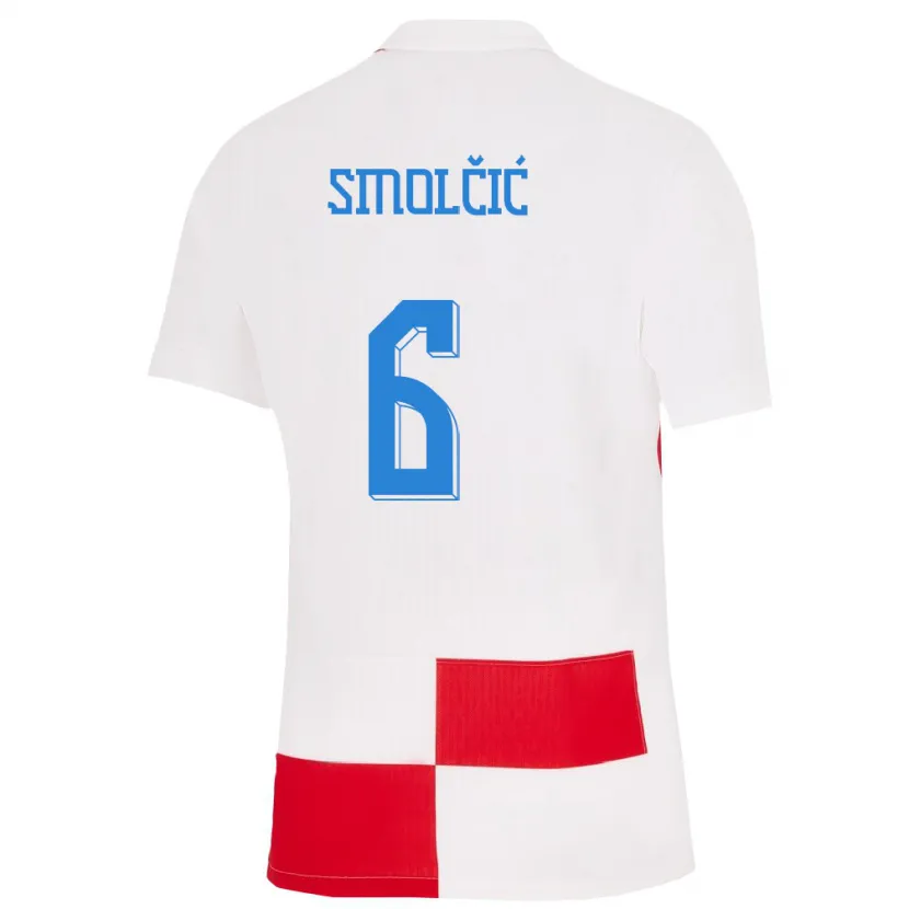 Danxen Dame Kroatia Hrvoje Smolcic #6 Hvit Rød Hjemmetrøye Drakt Trøye 24-26 Skjorter T-Skjorte