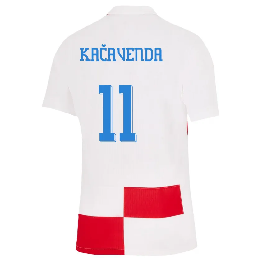 Danxen Dame Kroatia Lukas Kacavenda #11 Hvit Rød Hjemmetrøye Drakt Trøye 24-26 Skjorter T-Skjorte