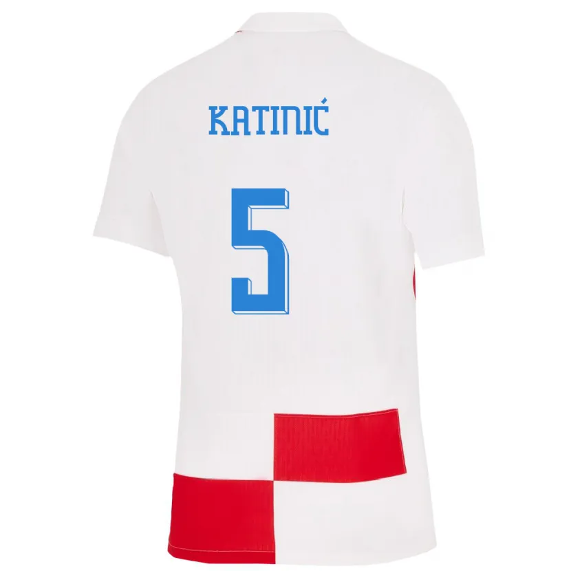Danxen Dame Kroatia Maro Katinic #5 Hvit Rød Hjemmetrøye Drakt Trøye 24-26 Skjorter T-Skjorte