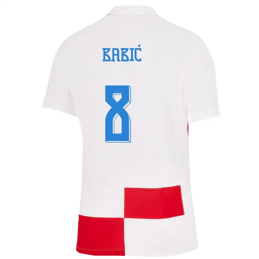 Danxen Dame Kroatia Andro Babic #8 Hvit Rød Hjemmetrøye Drakt Trøye 24-26 Skjorter T-Skjorte