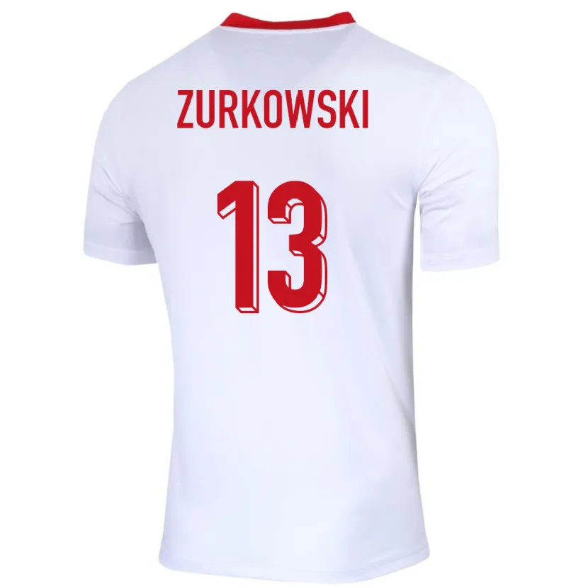 Danxen Dame Polen Szymon Zurkowski #13 Hvit Hjemmetrøye Drakt Trøye 24-26 Skjorter T-Skjorte