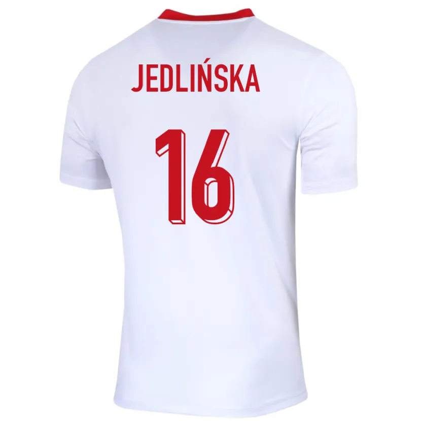 Danxen Dame Polen Klaudia Jedlinska #16 Hvit Hjemmetrøye Drakt Trøye 24-26 Skjorter T-Skjorte