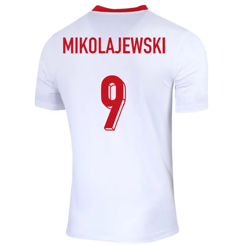Danxen Dame Polen Daniel Mikolajewski #9 Hvit Hjemmetrøye Drakt Trøye 24-26 Skjorter T-Skjorte