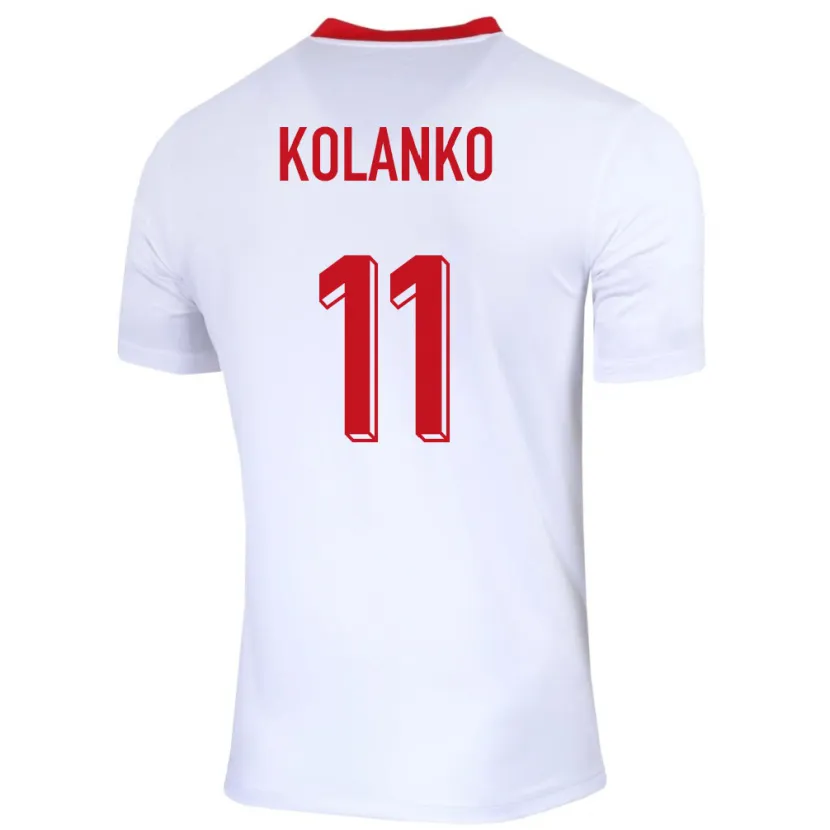 Danxen Dame Polen Krzysztof Kolanko #11 Hvit Hjemmetrøye Drakt Trøye 24-26 Skjorter T-Skjorte