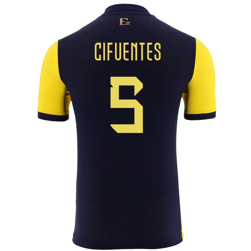 Danxen Dame Ecuador Jose Cifuentes #5 Gul Hjemmetrøye Drakt Trøye 24-26 Skjorter T-Skjorte