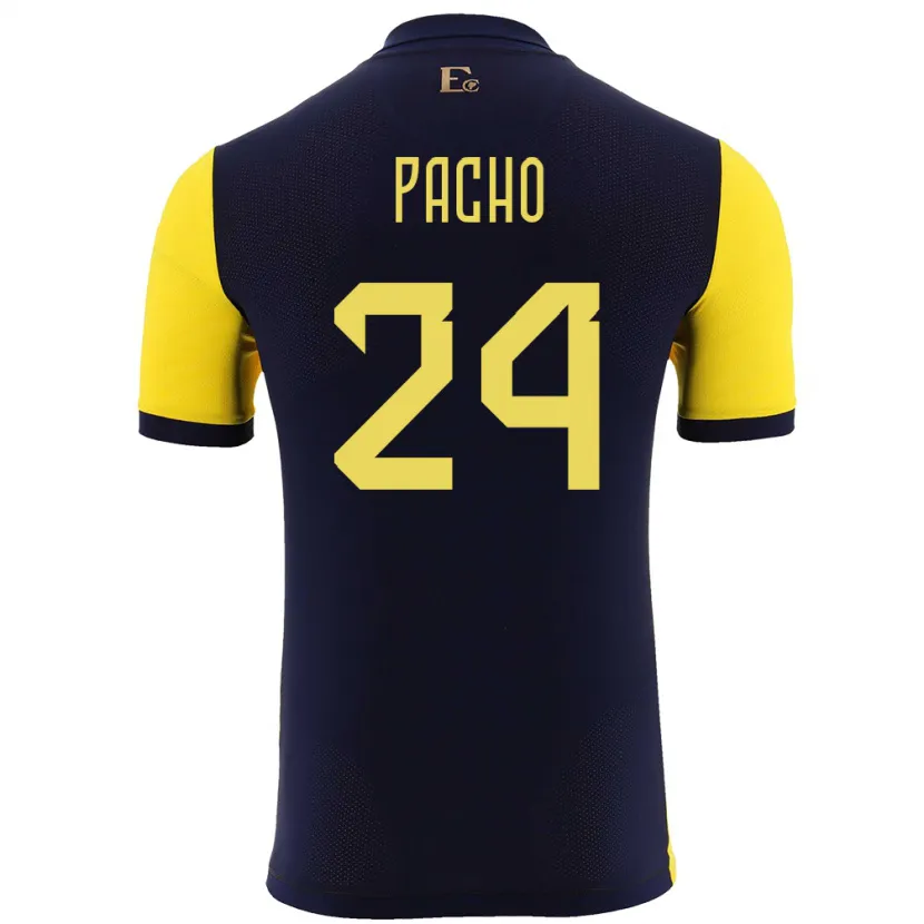 Danxen Dame Ecuador William Pacho #24 Gul Hjemmetrøye Drakt Trøye 24-26 Skjorter T-Skjorte