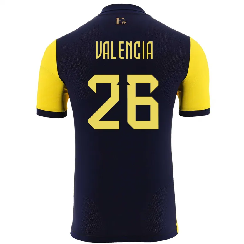 Danxen Dame Ecuador Anthony Valencia #26 Gul Hjemmetrøye Drakt Trøye 24-26 Skjorter T-Skjorte