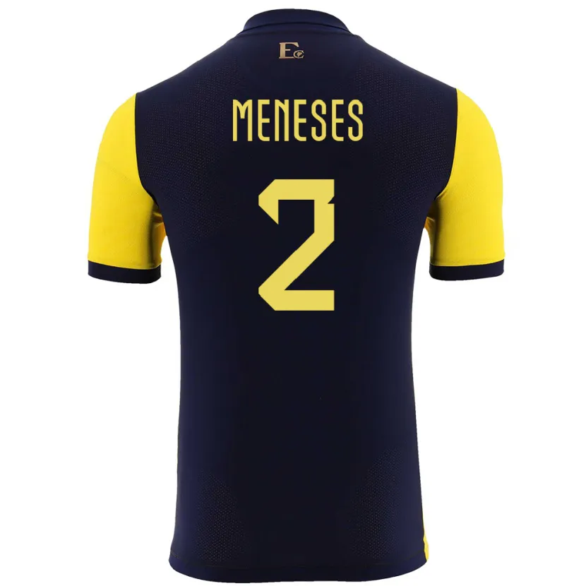 Danxen Dame Ecuador Randy Meneses #2 Gul Hjemmetrøye Drakt Trøye 24-26 Skjorter T-Skjorte