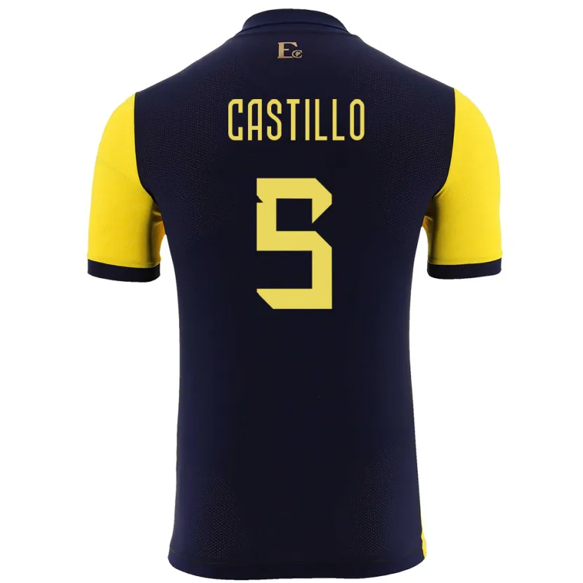 Danxen Dame Ecuador Denil Castillo #5 Gul Hjemmetrøye Drakt Trøye 24-26 Skjorter T-Skjorte