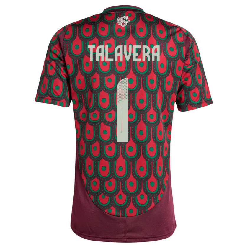 Danxen Dame Mexico Alfredo Talavera #1 Rødbrun Hjemmetrøye Drakt Trøye 24-26 Skjorter T-Skjorte