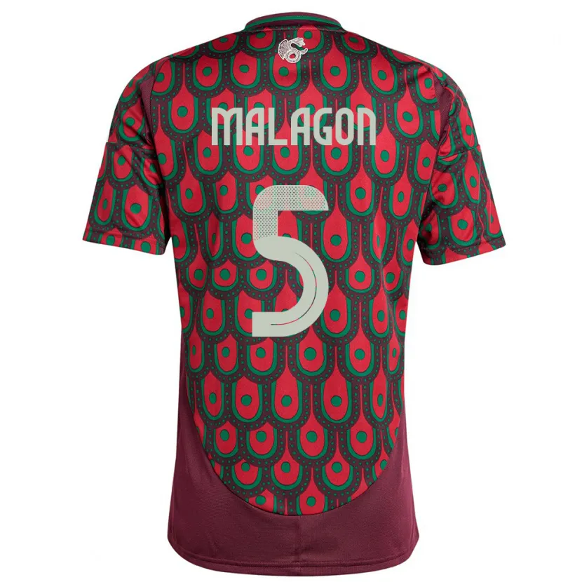 Danxen Dame Mexico Luis Malagon #5 Rødbrun Hjemmetrøye Drakt Trøye 24-26 Skjorter T-Skjorte