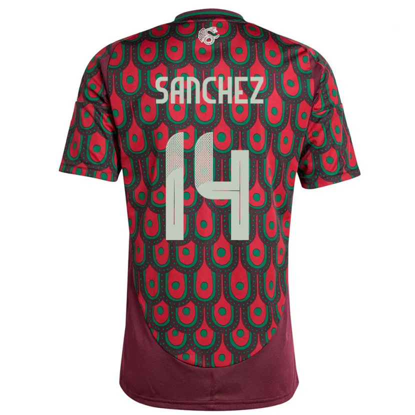 Danxen Dame Mexico Erick Sanchez #14 Rødbrun Hjemmetrøye Drakt Trøye 24-26 Skjorter T-Skjorte