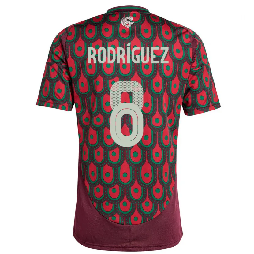 Danxen Dame Mexico Carlos Rodriguez #8 Rødbrun Hjemmetrøye Drakt Trøye 24-26 Skjorter T-Skjorte