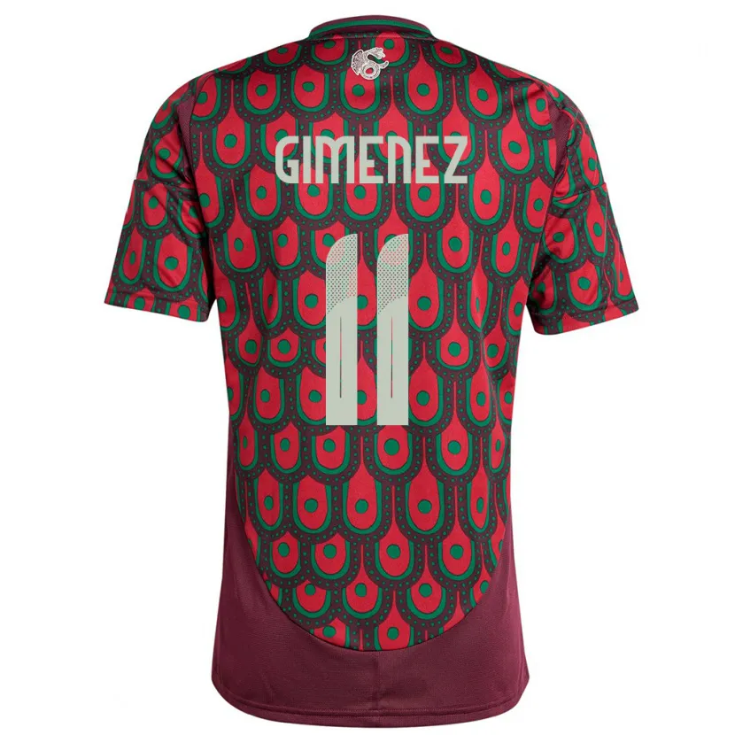 Danxen Dame Mexico Santiago Gimenez #11 Rødbrun Hjemmetrøye Drakt Trøye 24-26 Skjorter T-Skjorte