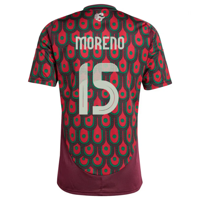 Danxen Dame Mexico Hector Moreno #15 Rødbrun Hjemmetrøye Drakt Trøye 24-26 Skjorter T-Skjorte