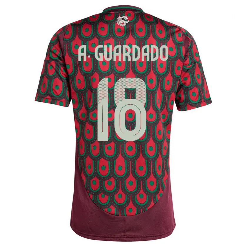Danxen Dame Mexico Andres Guardado #18 Rødbrun Hjemmetrøye Drakt Trøye 24-26 Skjorter T-Skjorte