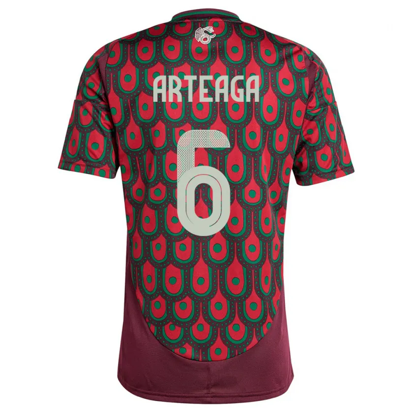 Danxen Dame Mexico Gerardo Arteaga #6 Rødbrun Hjemmetrøye Drakt Trøye 24-26 Skjorter T-Skjorte