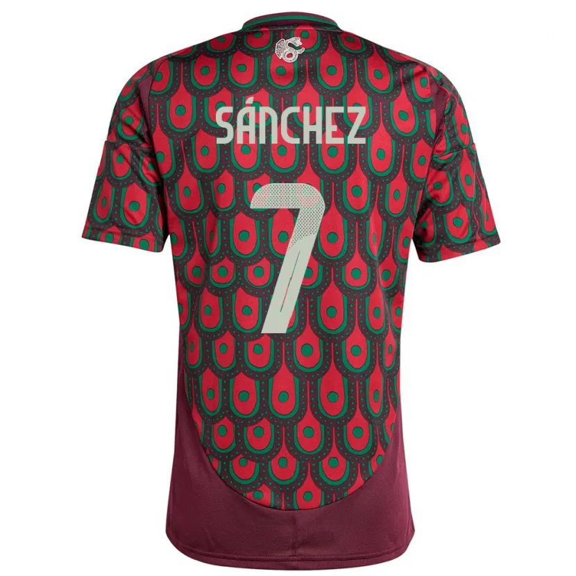 Danxen Dame Mexico Maria Sanchez #7 Rødbrun Hjemmetrøye Drakt Trøye 24-26 Skjorter T-Skjorte