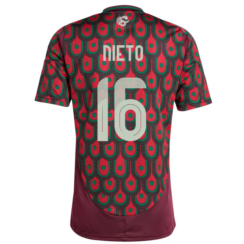 Danxen Dame Mexico Karla Nieto #16 Rødbrun Hjemmetrøye Drakt Trøye 24-26 Skjorter T-Skjorte