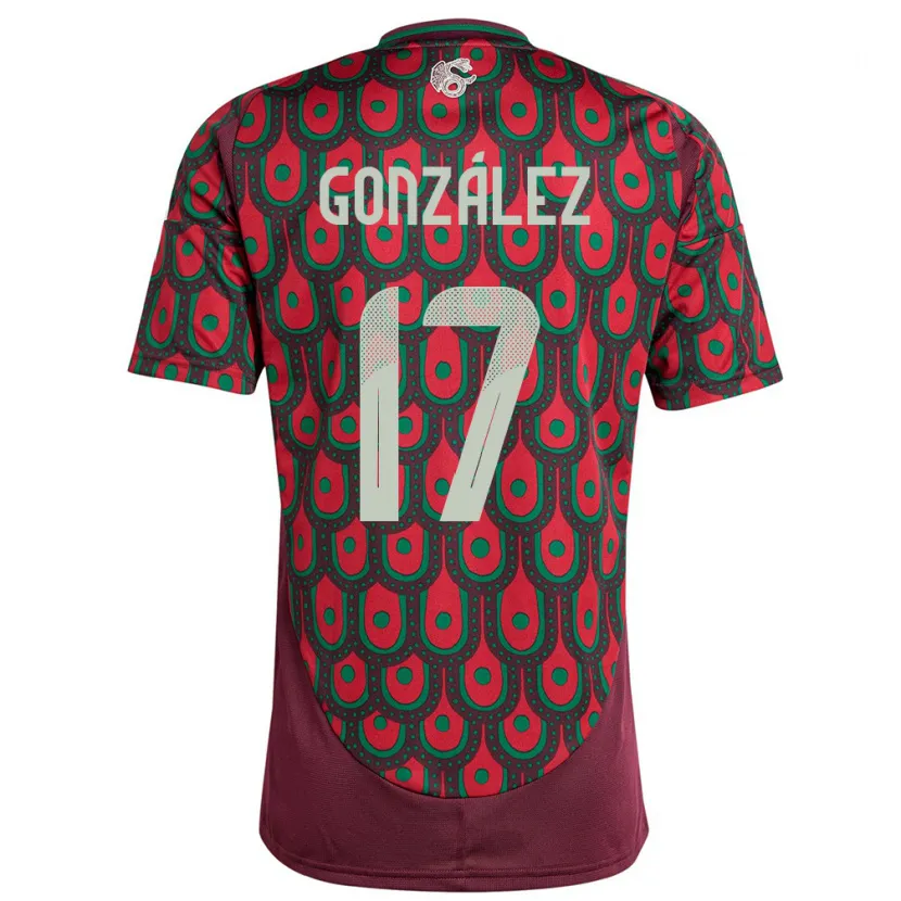 Danxen Dame Mexico Alison Gonzalez #17 Rødbrun Hjemmetrøye Drakt Trøye 24-26 Skjorter T-Skjorte