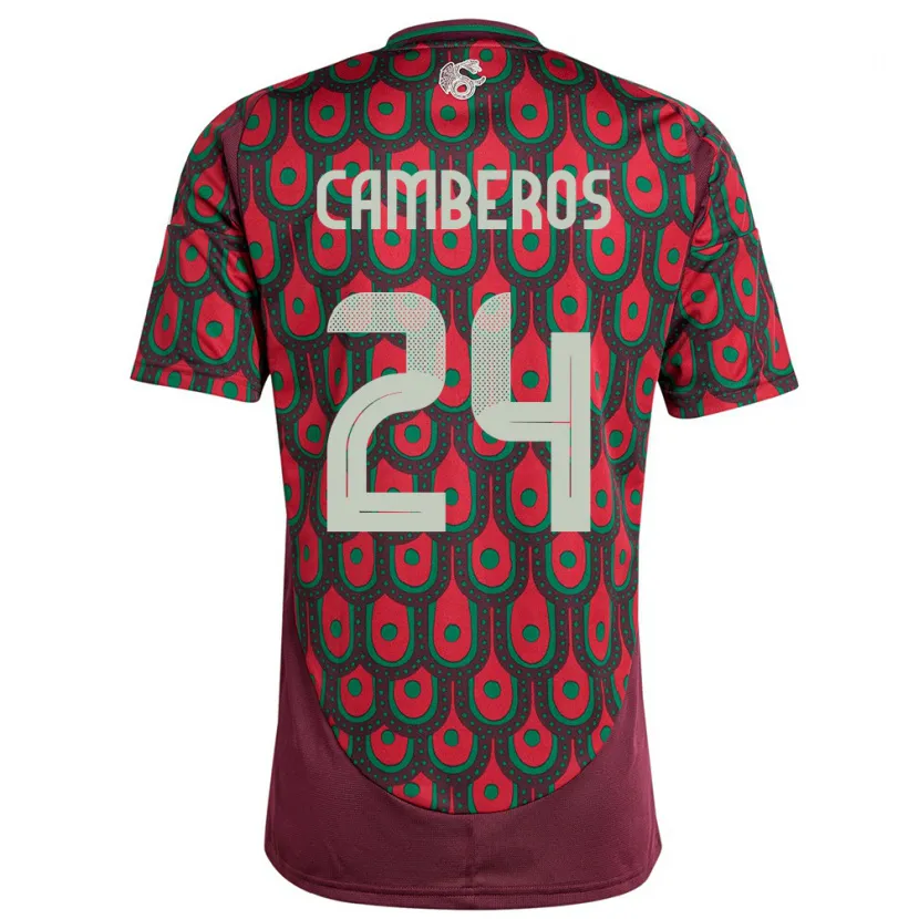Danxen Dame Mexico Scarlett Camberos #24 Rødbrun Hjemmetrøye Drakt Trøye 24-26 Skjorter T-Skjorte