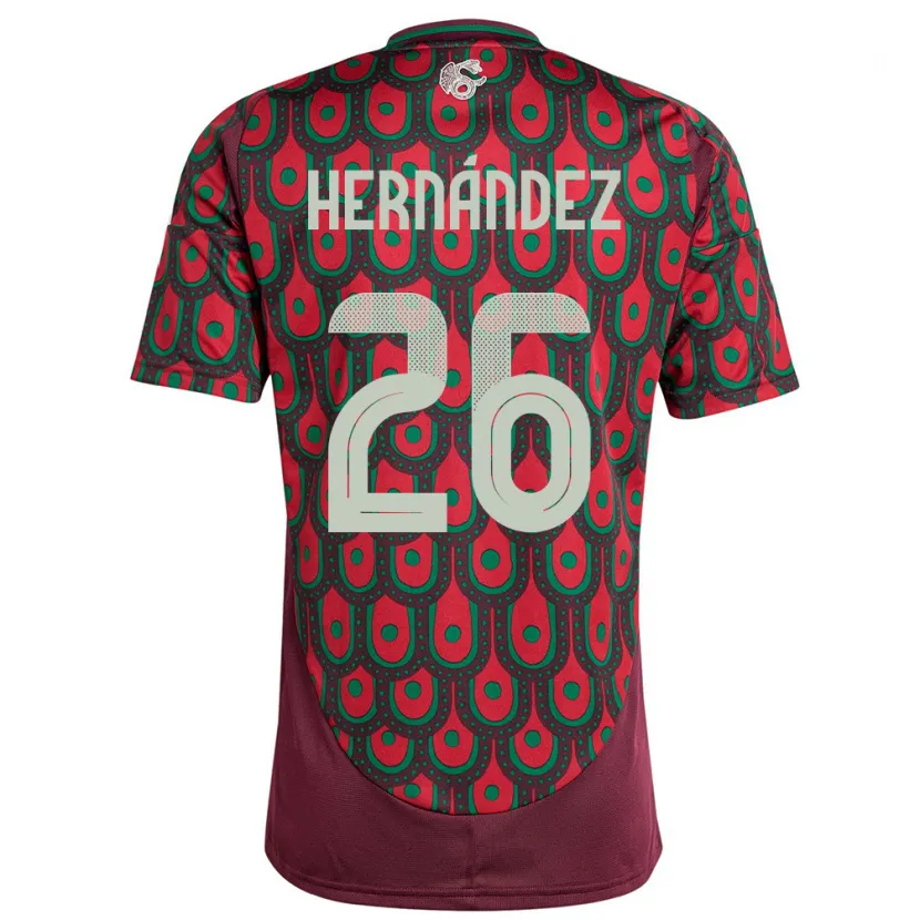 Danxen Dame Mexico Nicolette Hernandez #26 Rødbrun Hjemmetrøye Drakt Trøye 24-26 Skjorter T-Skjorte