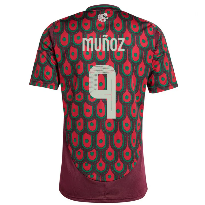 Danxen Dame Mexico Santiago Munoz #9 Rødbrun Hjemmetrøye Drakt Trøye 24-26 Skjorter T-Skjorte