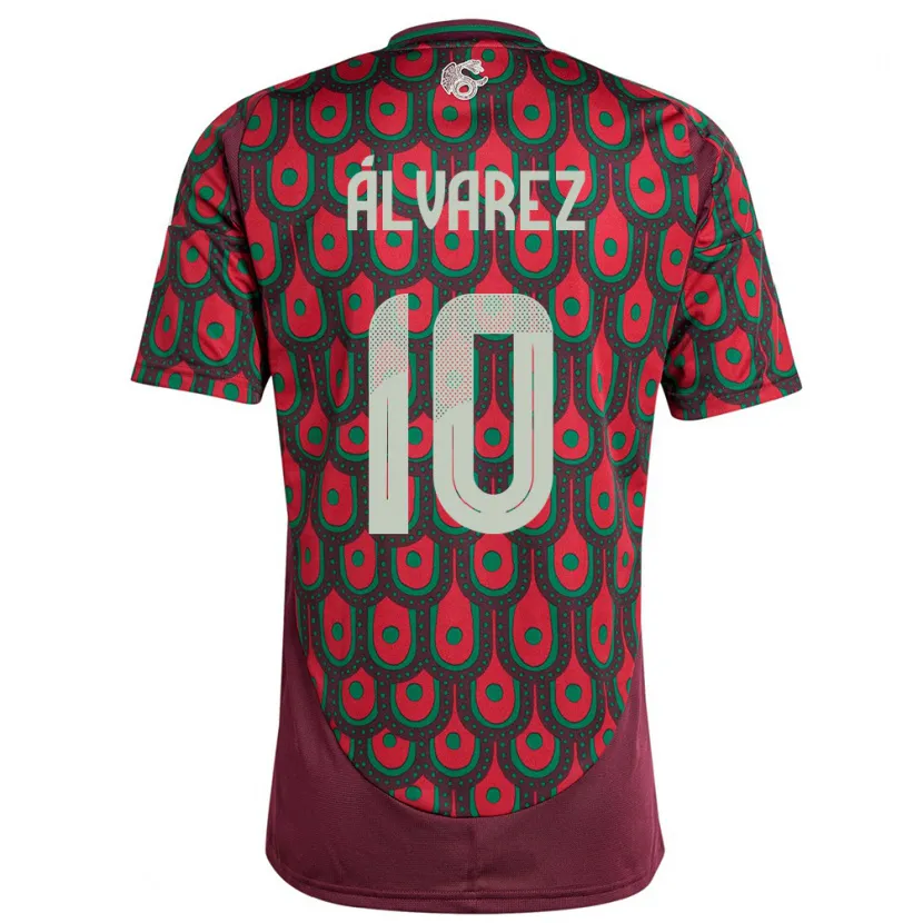 Danxen Dame Mexico Efrain Alvarez #10 Rødbrun Hjemmetrøye Drakt Trøye 24-26 Skjorter T-Skjorte