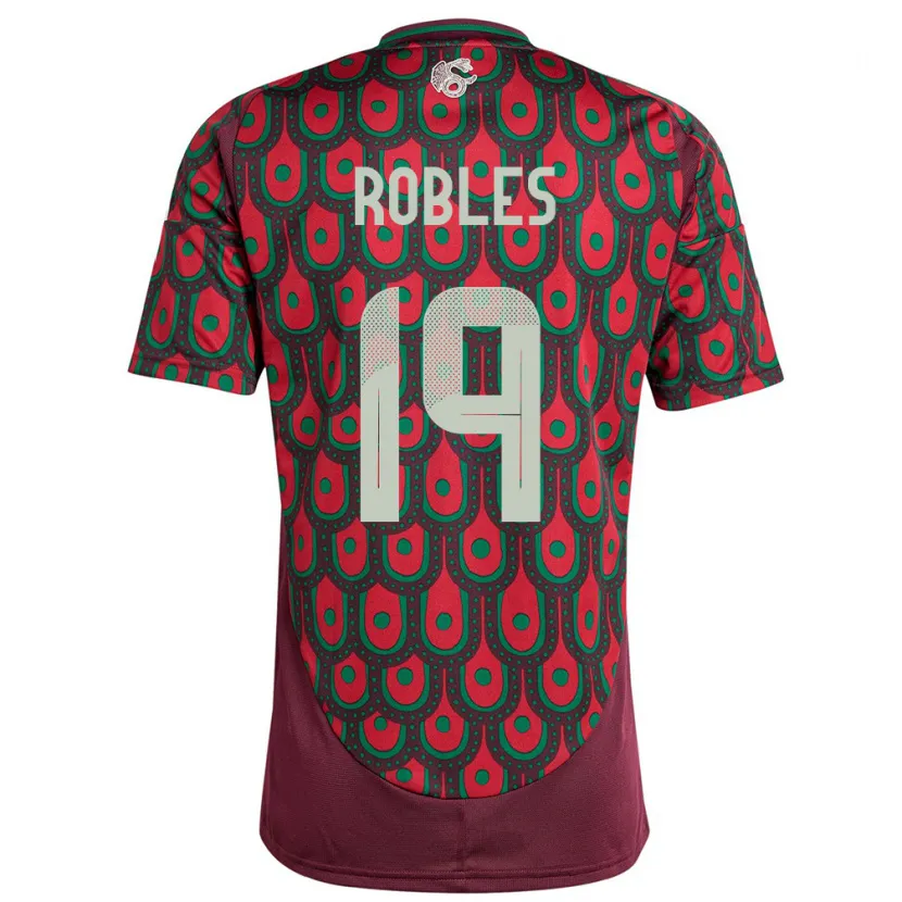 Danxen Dame Mexico Angel Robles #19 Rødbrun Hjemmetrøye Drakt Trøye 24-26 Skjorter T-Skjorte